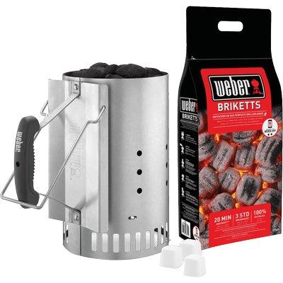 CIMINIERA ACCENDI CARBONELLA + BRICCHETTO WEBER ACCIAIO CM 20,6 H.CM 31,8 + KG 2
