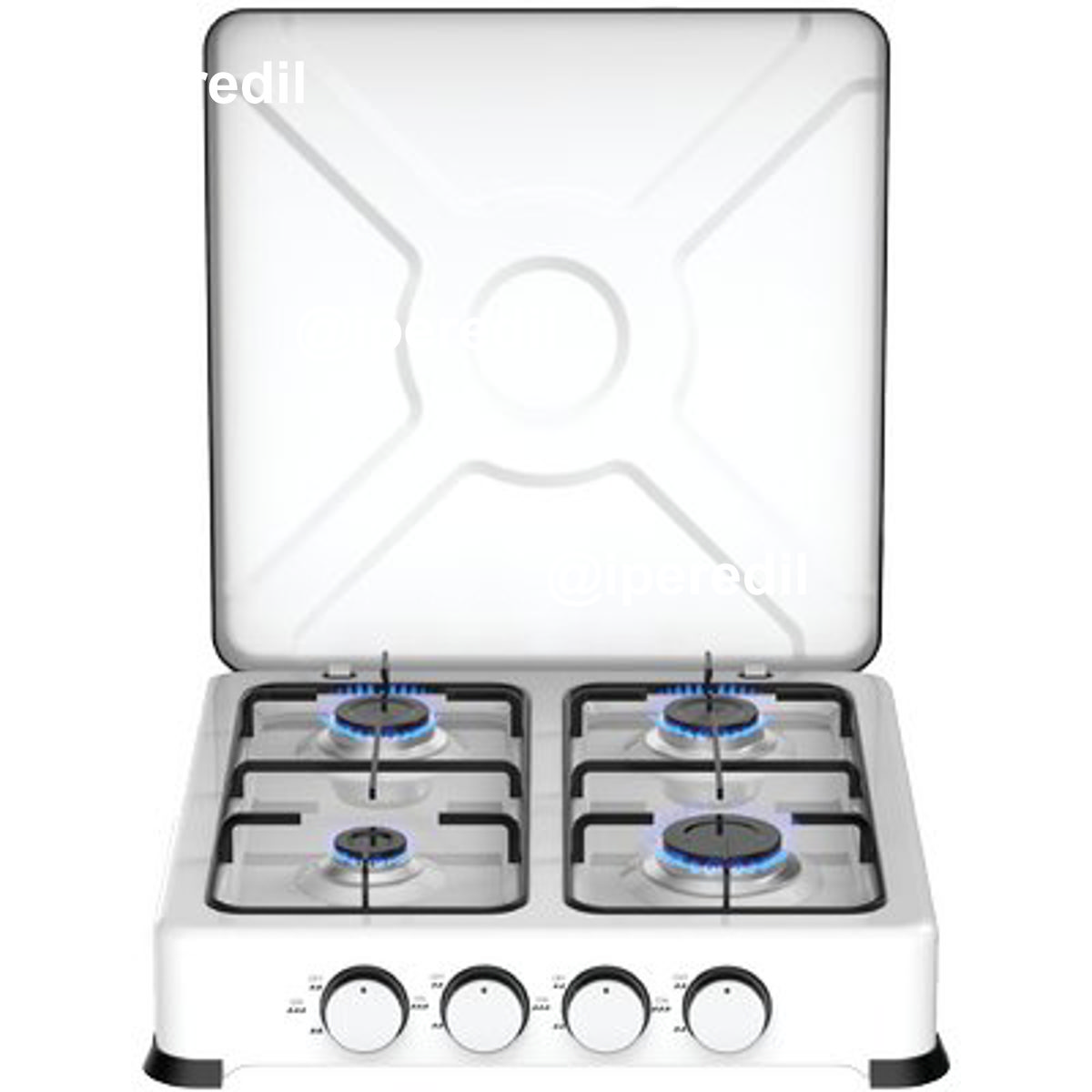 FORNELLO GAS FLAME 4 DOMUS ACCIAIO VERNICIATO BRUCIATORE 4 KW 6,2