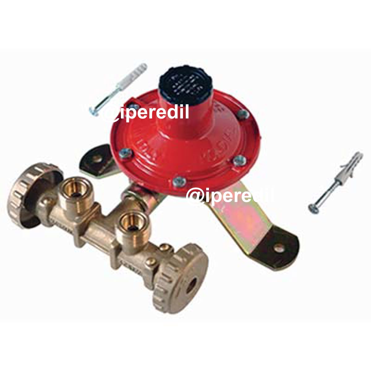 CENTRALINA MINI X 2 BOMBOLE GAS GPL REGOLATORE BP KG/H 4 + STAFFA + TASSELLI