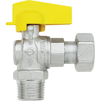 VALVOLA SFERA GAS A SQUADRA + GHIERA FUTURGAS FIV OTTONE NICHELATO 1/2MX1/2F