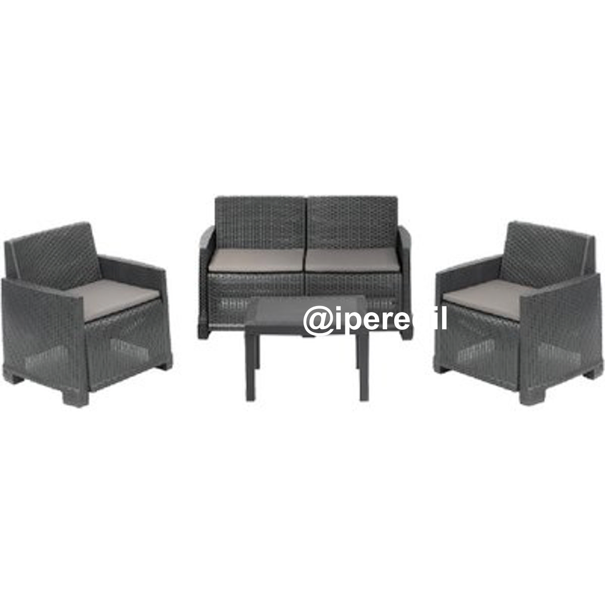 SET RATTAN ISEO PROGARDEN PP ANTRACITE CF=PZ 4 + CUSCINI