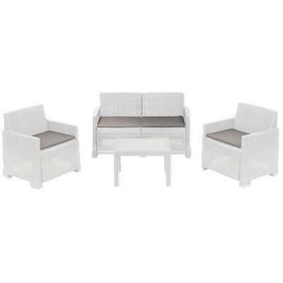 SET RATTAN ISEO PROGARDEN PP BIANCO CF=PZ 4 + CUSCINI