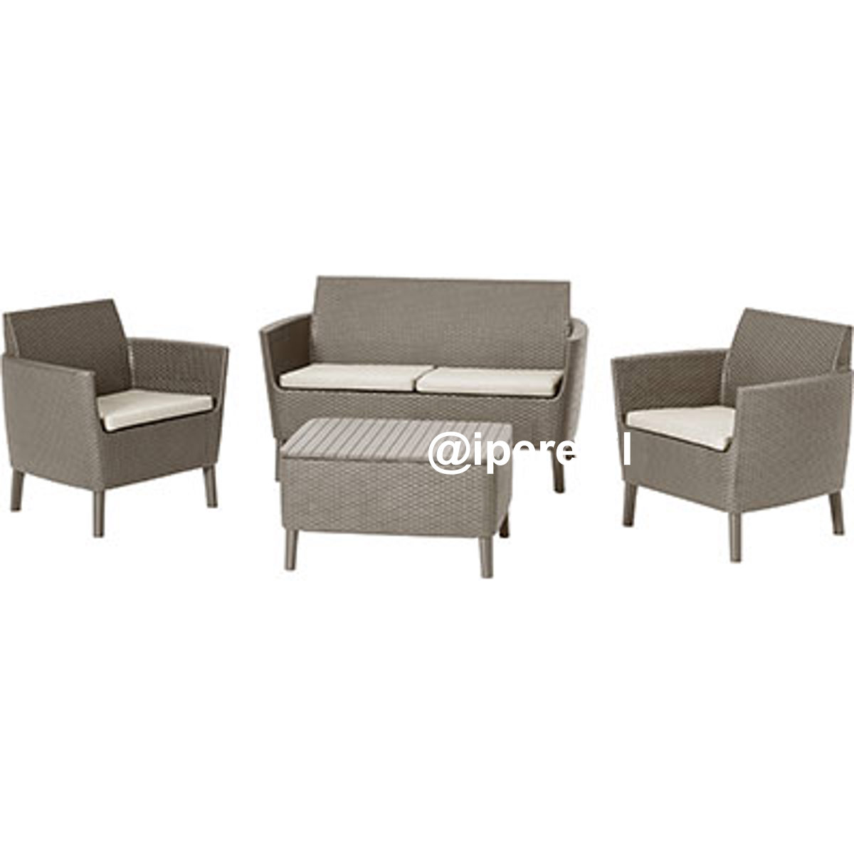 SET RATTAN SALEMO LOUNGE KETER PP CAPPUCCINO CF=PZ 4 + CUSCINI