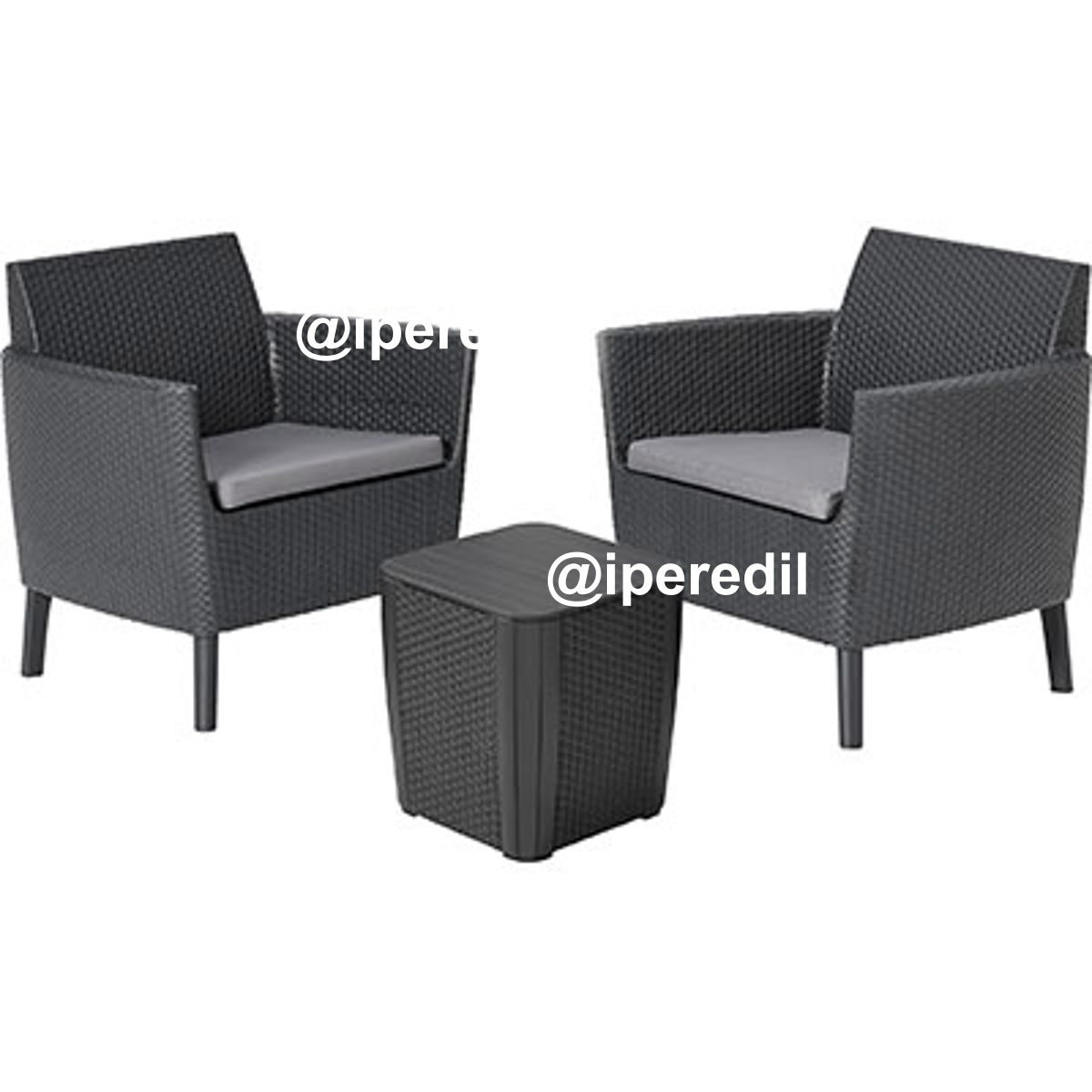 SET RATTAN SALEMO BALCONY KETER PP GRAPHITE CF=PZ 3 + CUSCINI