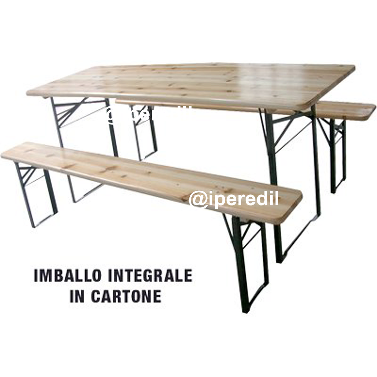 SET TAVOLO + PANCHE BIRRERIA 2 GAMBE DOMUS LEGNO/ACCIAIO CM 120X60 H.CM 76 CF=PZ 3