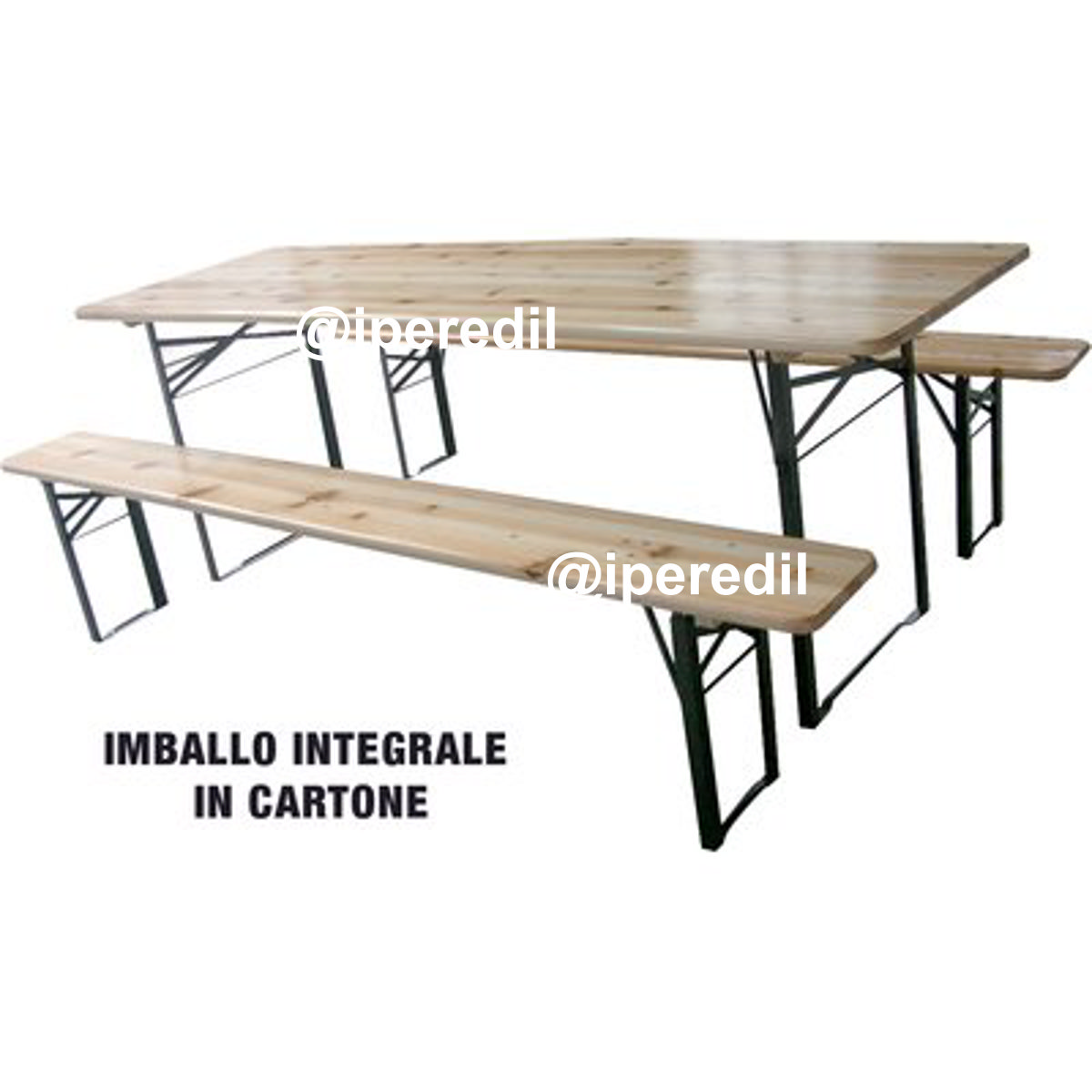 SET TAVOLO + PANCHE BIRRERIA 2 GAMBE DOMUS LEGNO/ACCIAIO CM 200X60 H.CM 76 CF=PZ 3