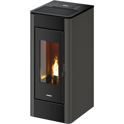STUFA PELLET INDACO 11 FREEPOINT ANTRACITE KW 10,5 CANALIZZATA MM 477X552 H.MM 1008