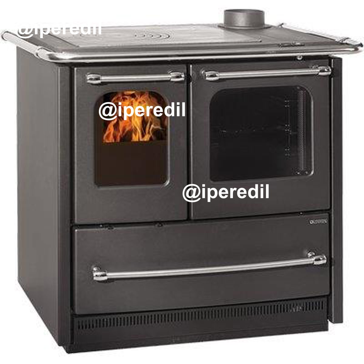 CUCINA LEGNA SOVRANA EASY EVO 2.0 LA NORDICA NERO ANTRACITE KW 7,5 MM 964X641 H.MM 848 - 02632557