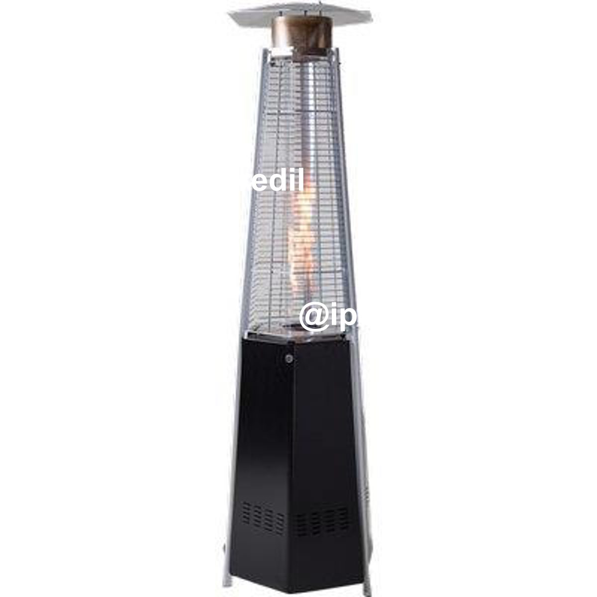 STUFA GAS GPL PIRAMIDE ESAGONALE + RUOTE DOMUS NERO KW 5/12 CM 48X48 H.CM 195 - 02637004