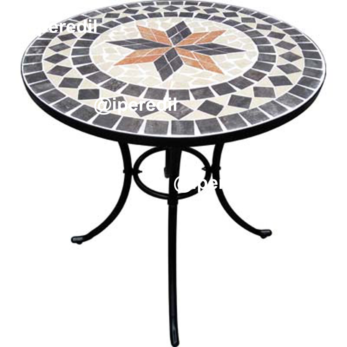 TAVOLO MOSAICO CAPRI DOMUS CM 60 H.CM 70 BASE ACCIAIO VERN