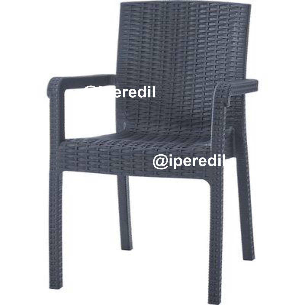 SEDIA RATTAN KRETA + BRACCIOLI DOMUS PP ANTRACITE CM 58X75 H.CM 85
