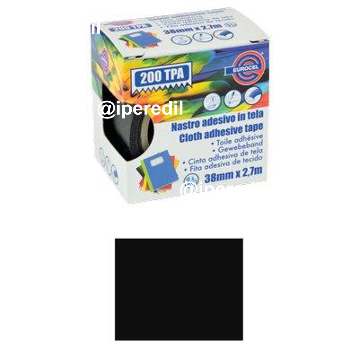 NASTRO ADESIVO TELATO 200 TPA EUROCEL NERO MM 38 ML 2,7