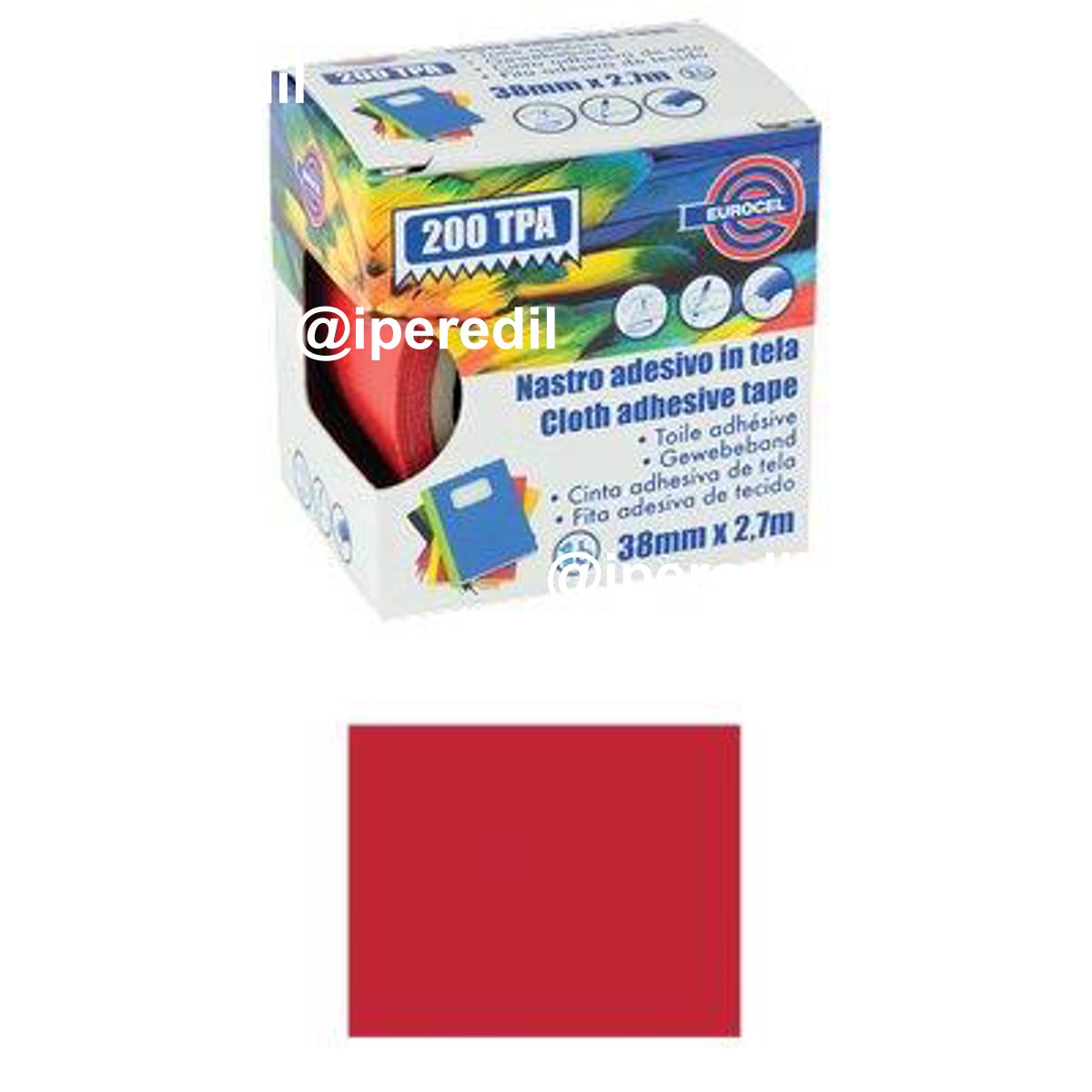 NASTRO ADESIVO TELATO 200 TPA EUROCEL ROSSO MM 38 ML 2,7