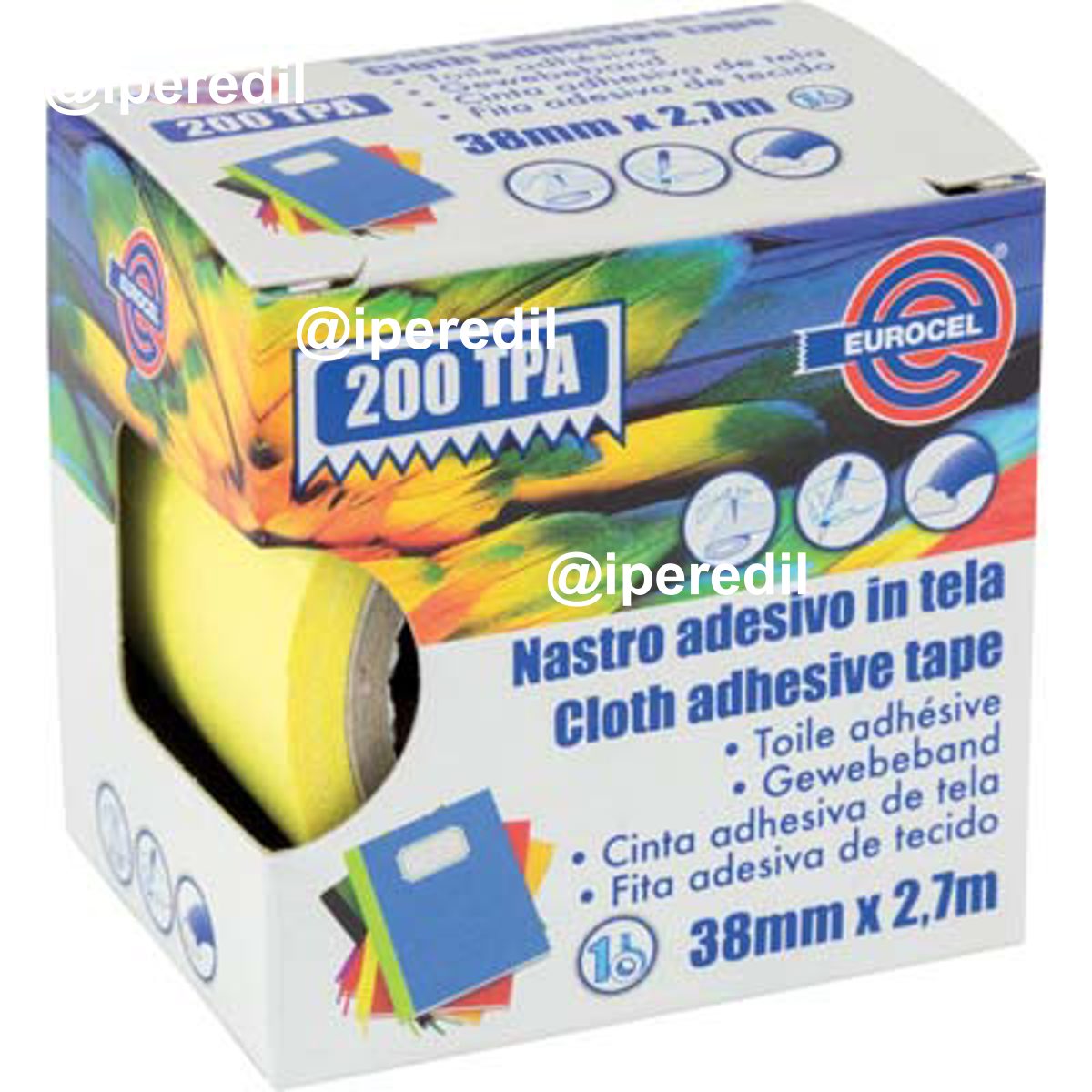 NASTRO ADESIVO TELATO 200 TPA EUROCEL GIALLO MM 38 ML 2,7