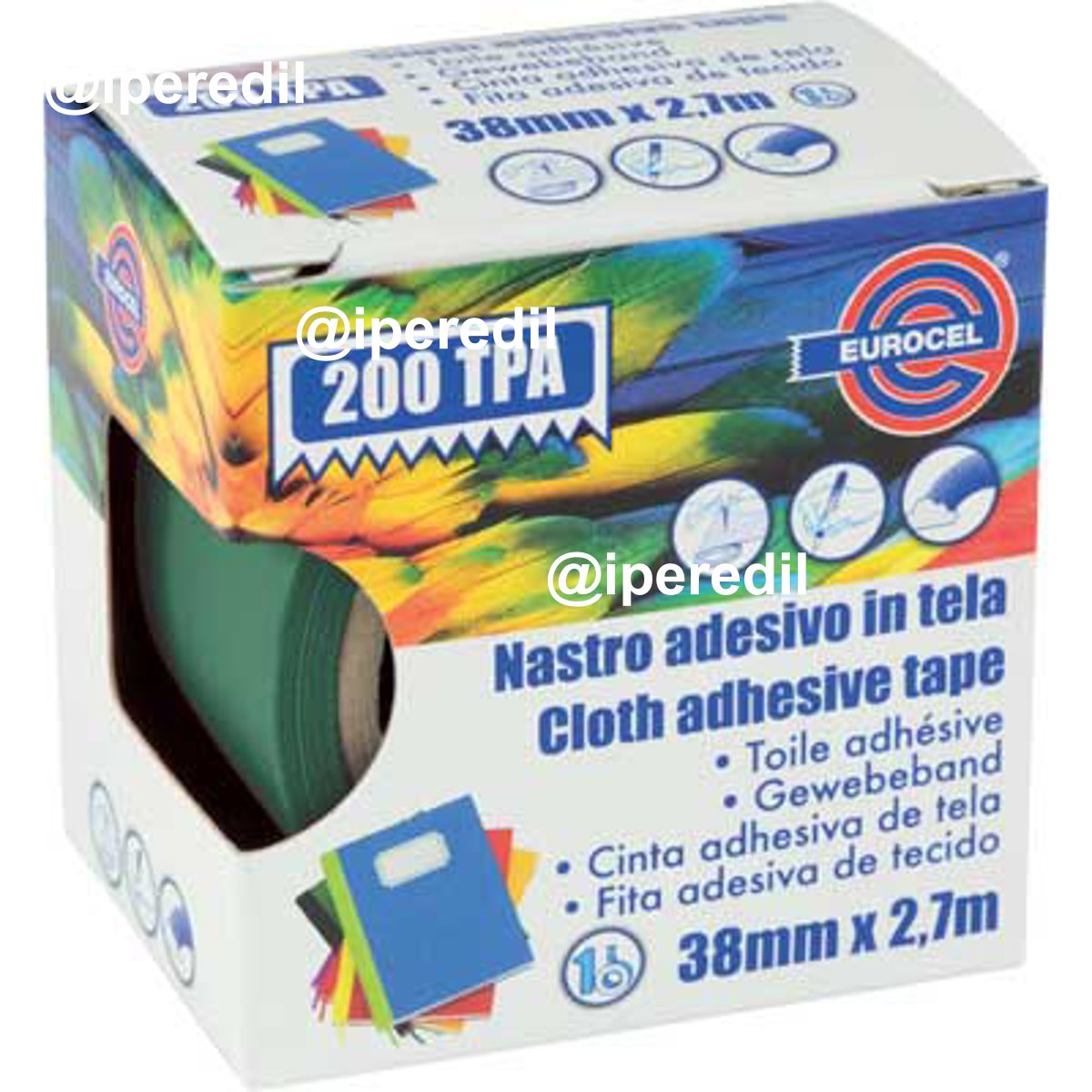 NASTRO ADESIVO TELATO 200 TPA EUROCEL VERDE MM 38 ML 2,7