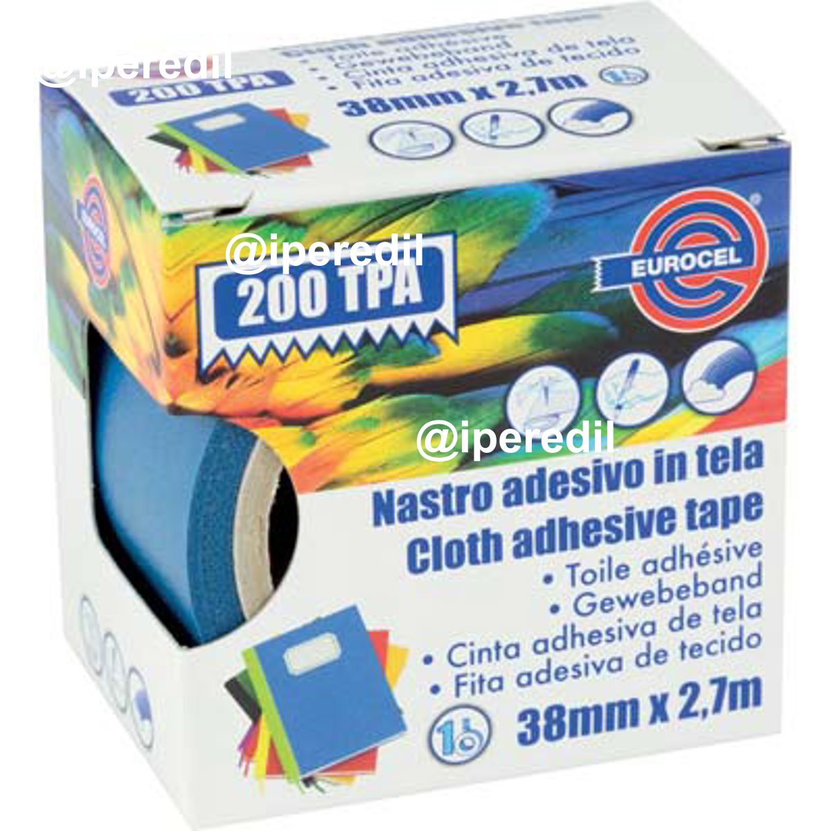 NASTRO ADESIVO TELATO 200 TPA EUROCEL BLU MM 38 ML 2,7