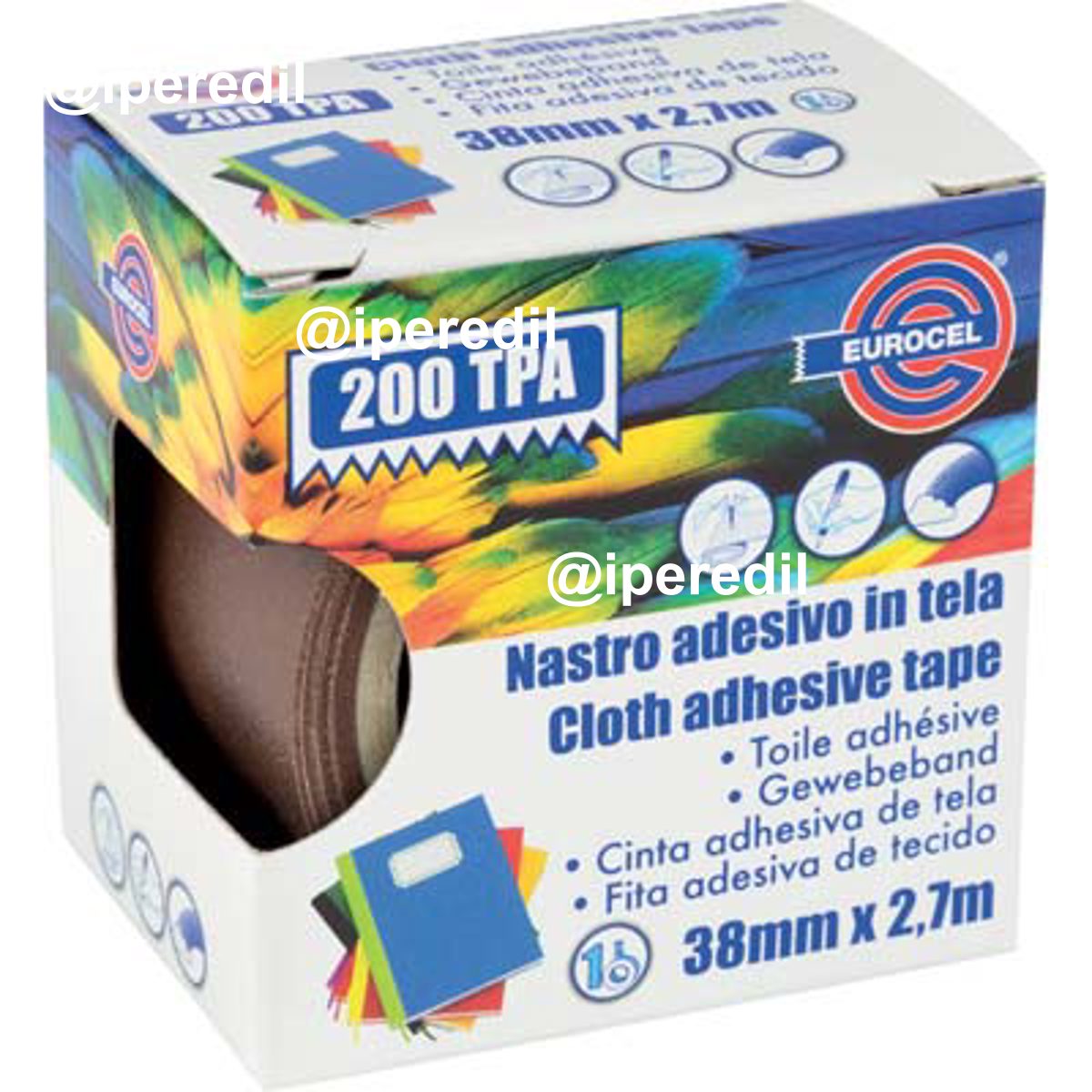 NASTRO ADESIVO TELATO 200 TPA EUROCEL MARRONE MM 38 ML 2,7