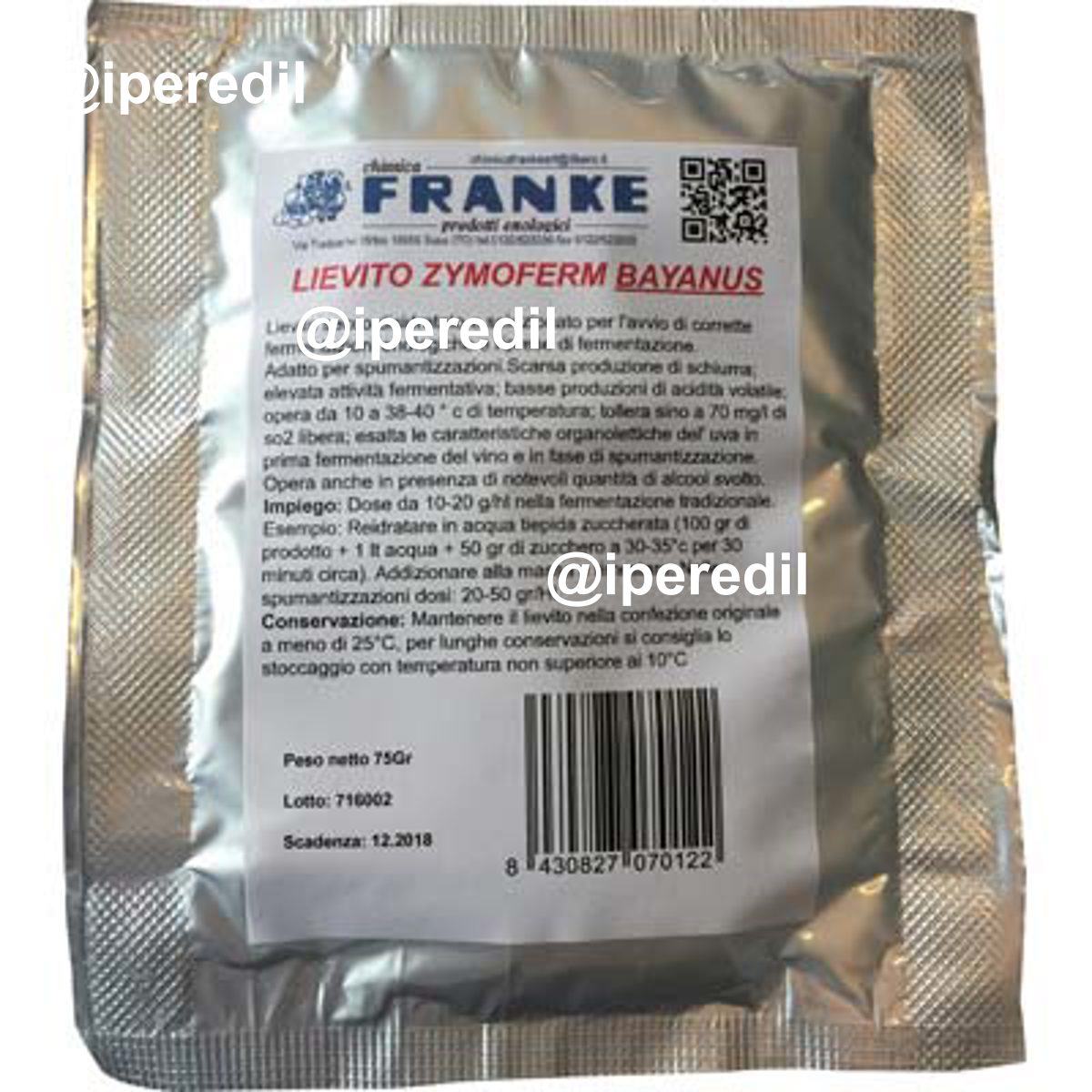 LIEVITO ENOLOGICO ZYMOFERM BAYANUS FRANKE GR 75 - 03199878