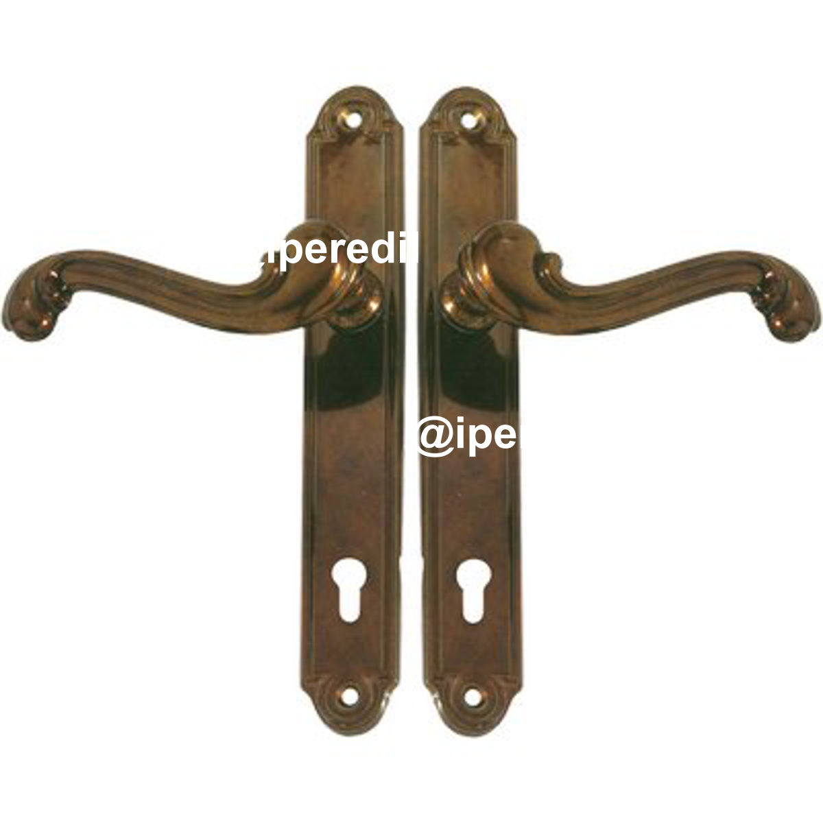 MANIGLIA BAROCCO PLACCA FORO SAGOMATO OTTONE BRONZATA Q8 I.MM 90 CF=PZ 2