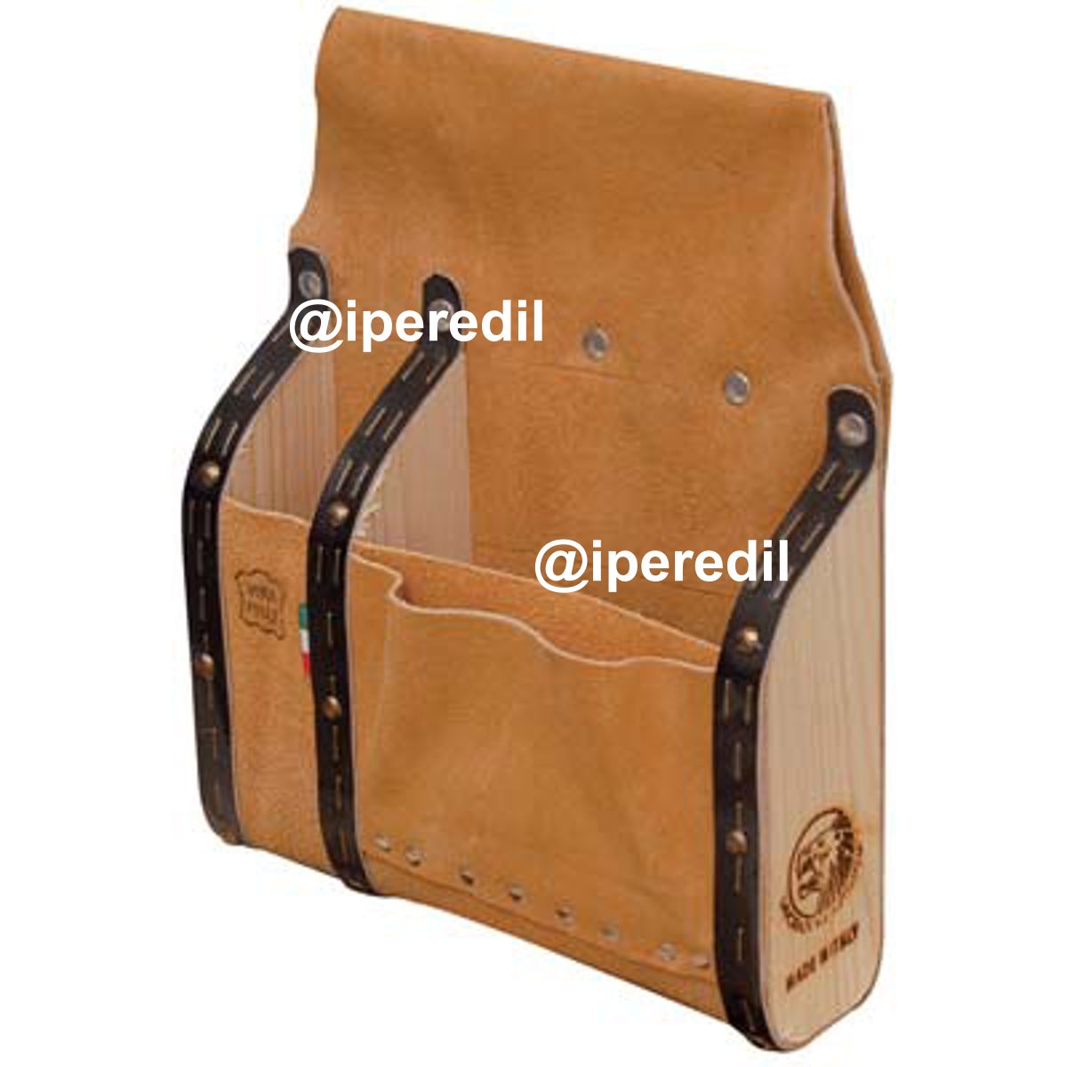 BORSA CARPENTIERE 3 TASCHE + DIVISORI LEGNO LUSSO CROSTA BOVINA CM 20X30X6,5