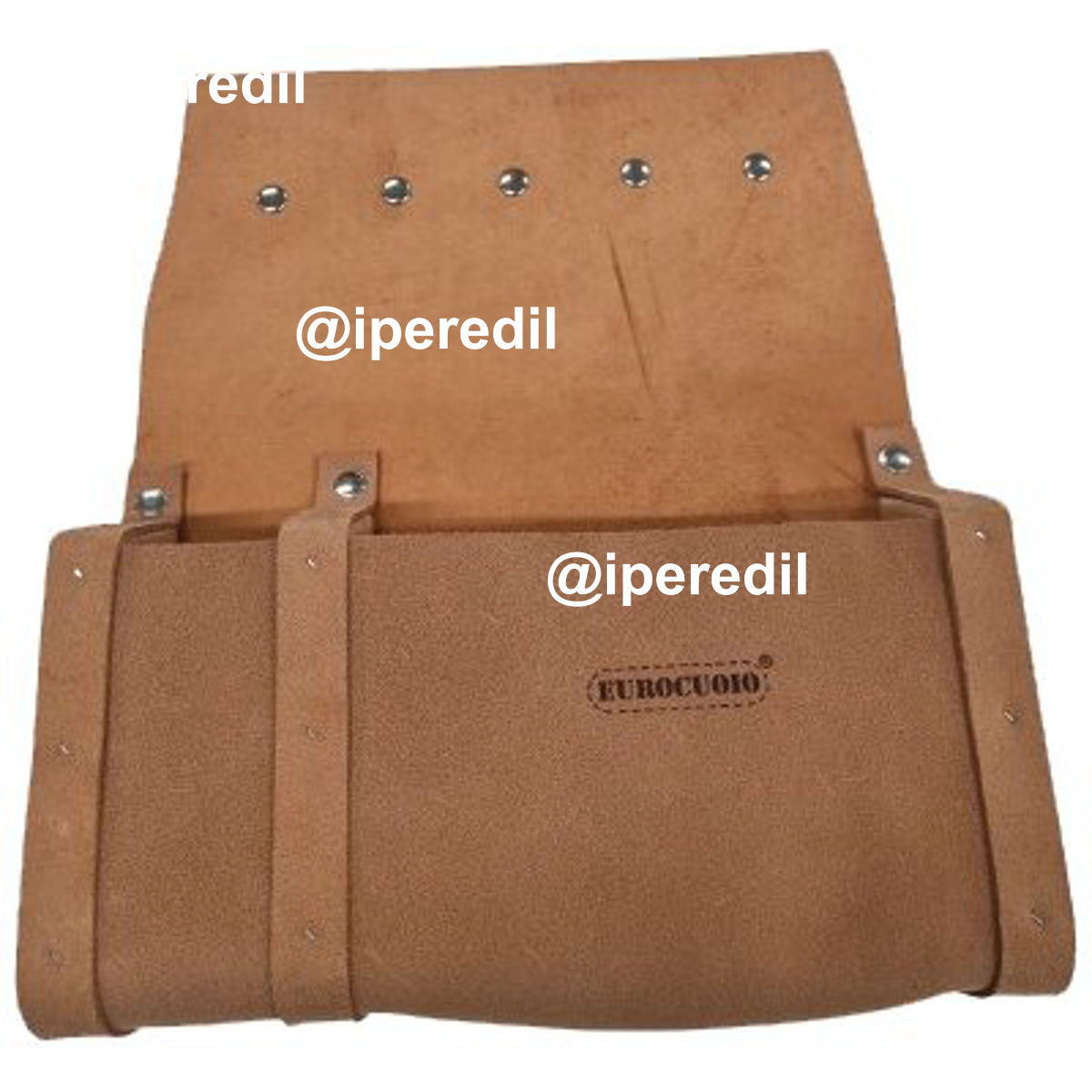 BORSA CARPENTIERE 2 TASCHE + DIVISORI LEGNO CROSTA BOVINA CM 28X35X7