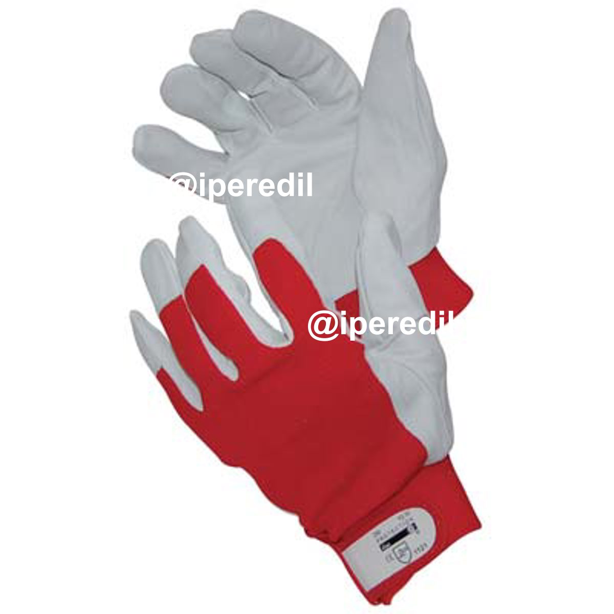 GUANTO DRIVER FIORE BOVINO/TELA ELASTICA WORKIT BIANCO/ROSSO + STRAP 9