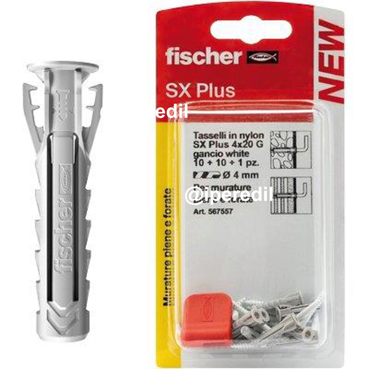 TASSELLO NYLON SX PLUS G K SELF FISCHER GANCIO QUADRO OTTONATO SX 4X20 GK CF=PZ 10