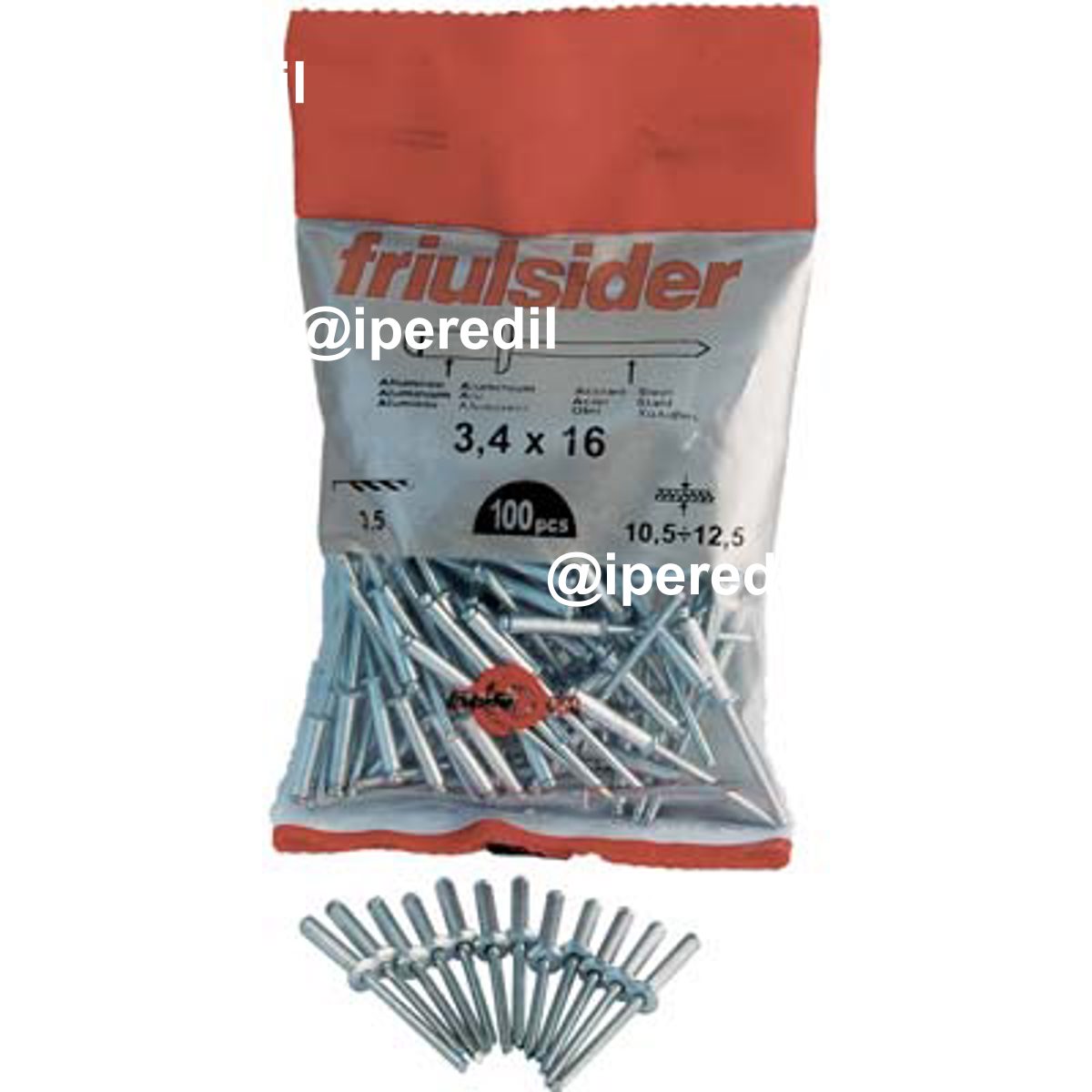 RIVETTO A STRAPPO ALLUMINIO FRIULSIDER MM 4,0X12 CF=PZ 100 - 04361412