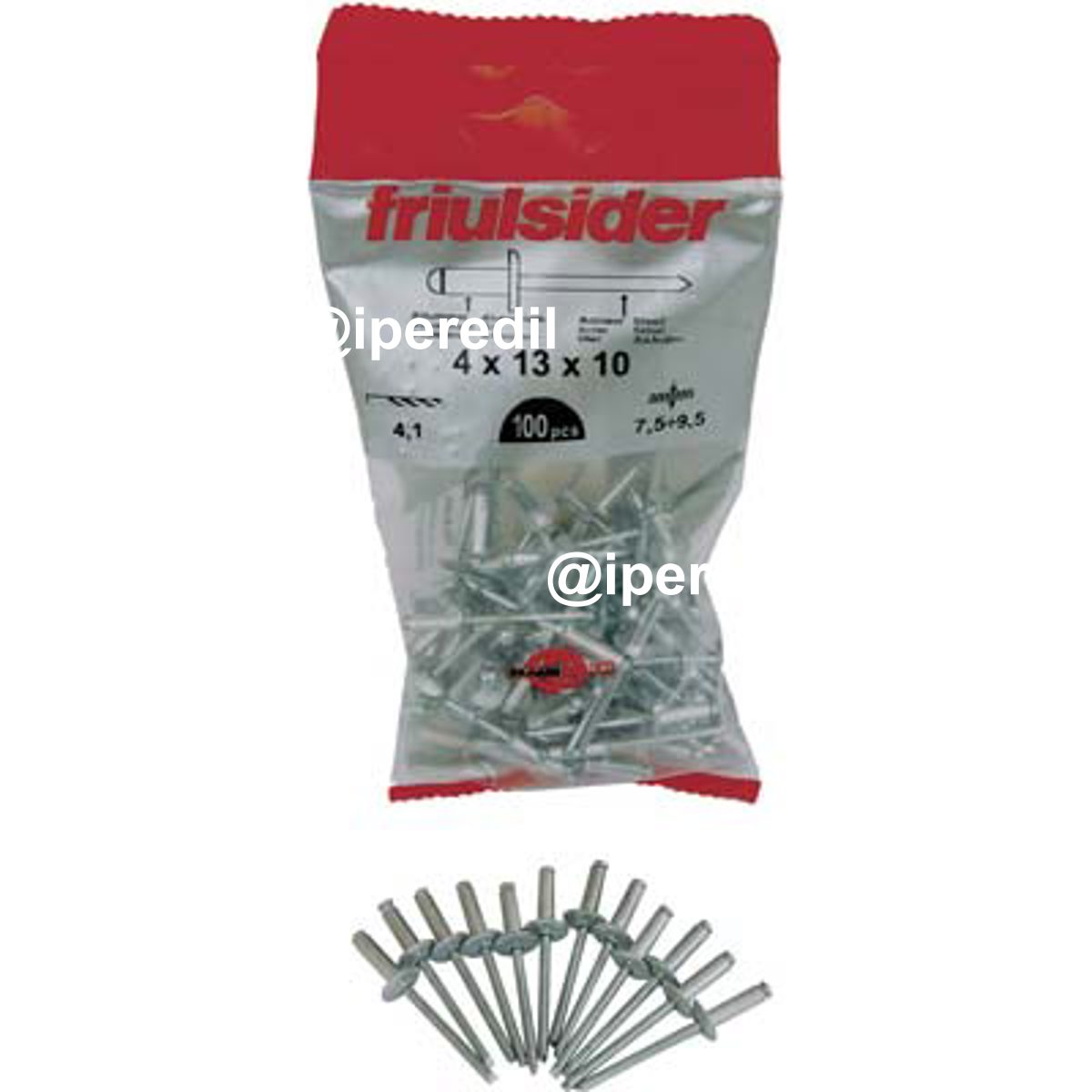 RIVETTO A STRAPPO ALLUMINIO TESTA LARGA FRIULSIDER MM 4,8X12 TESTA MM 14 CF=PZ 50 - 04361912