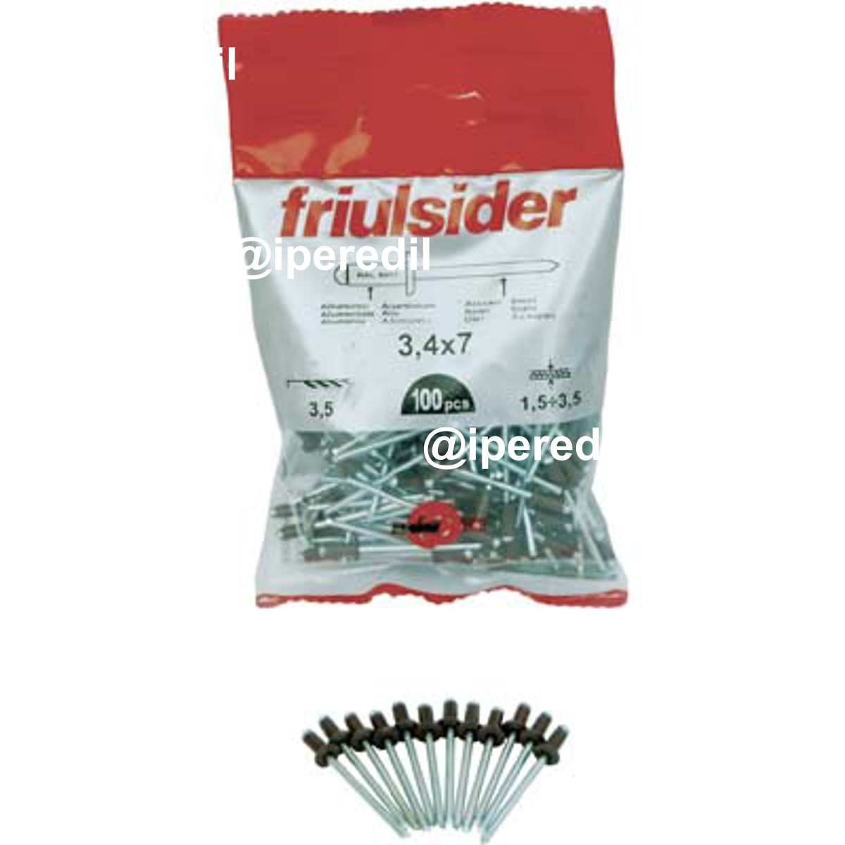 RIVETTO A STRAPPO ALLUMINIO TESTA MORO FRIULSIDER MM 3,4X 7 CF=PZ 100 - 04363317