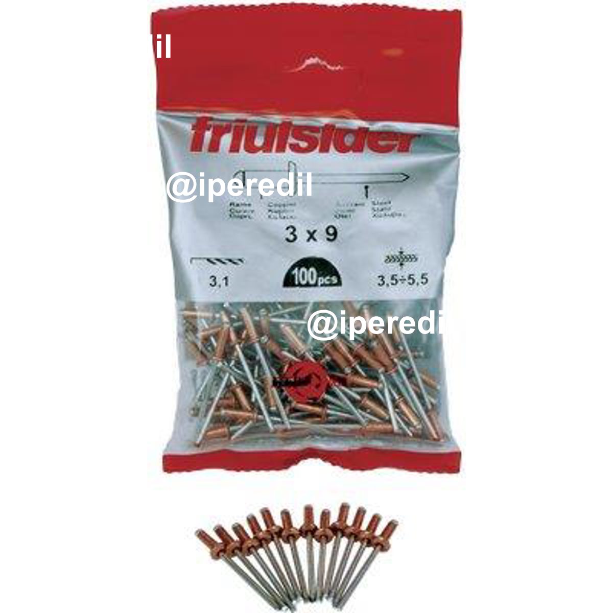 RIVETTO A STRAPPO RAME FRIULSIDER MM 4,0X12 CF=PZ 100 - 04363412