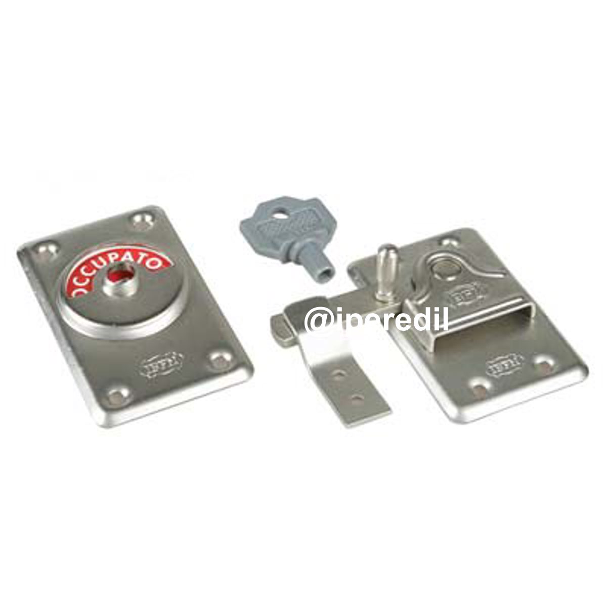 CATENACCIO LIBERO OCCUPATO A LEVA ACCIAIO NICHELATO + CHIAVE MM 48X80