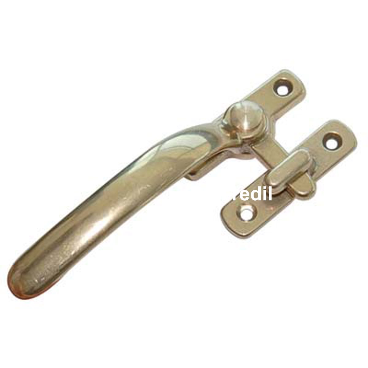 MANIGLIA BLOCCO OTTONE X SERRAMENTI MM 50X140 H.MM 18 + INCONTRO MM 62X15 H.MM 15 DX