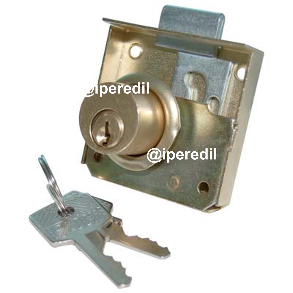 SERRATURA A CILINDRO X MOBILI DA APPLICARE ACCIAIO D.OTTONATO C.OTTONE MM 20X20 E.MM 20