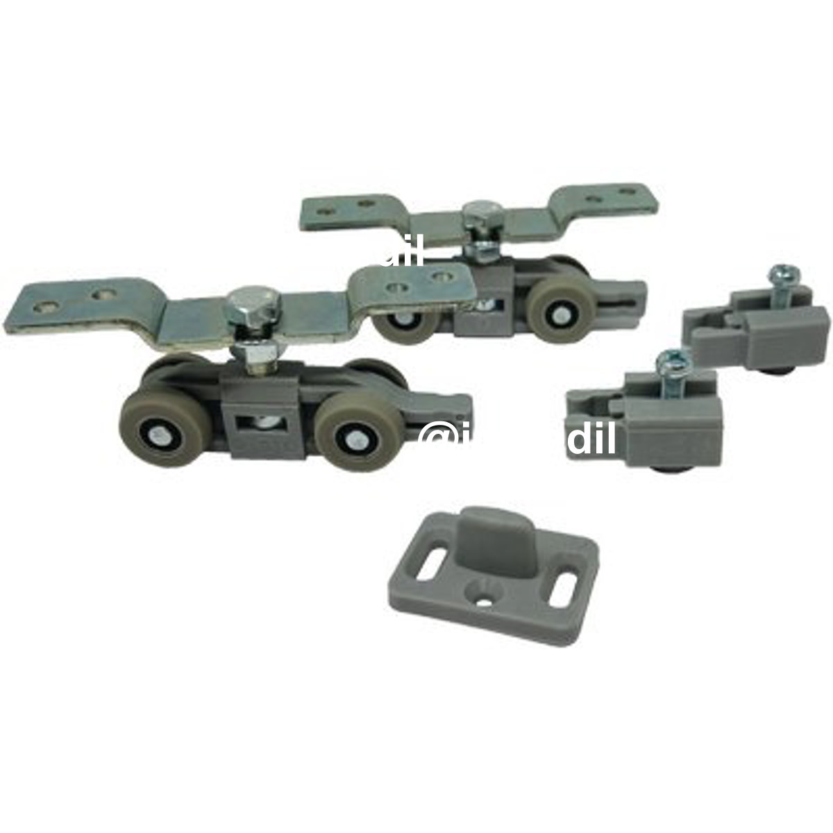 CARRELLI SCORREVOLI IN KIT 1400/07 OMGE X BINARIO 1400 OMGE KIT=2 CARRELLI+2 FERMI+1 PINNA