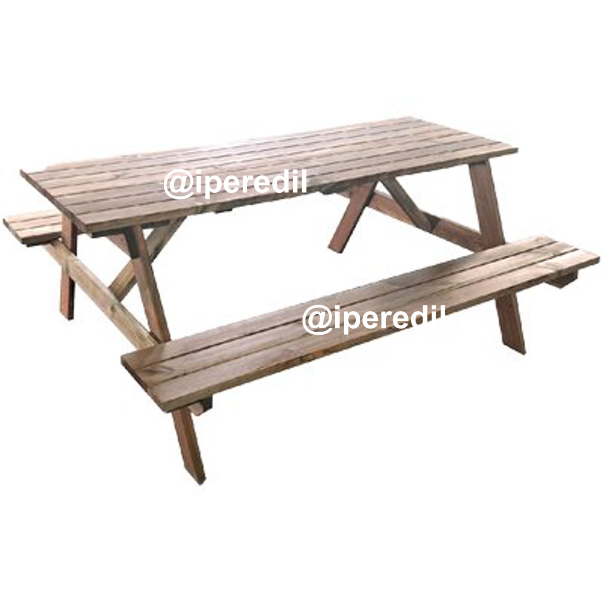 SET TAVOLO + PANCHE LEGNO PIC-NIC EURO DOMUS PINO IMPREGNATO CM 180X150 H.CM 75