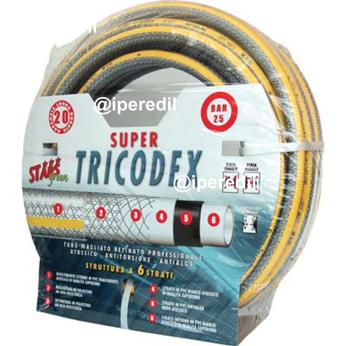 TUBO IRRIGAZIONE MAGLIATO SUPER TRICODEX STARS MM 19 3/4 MT 50