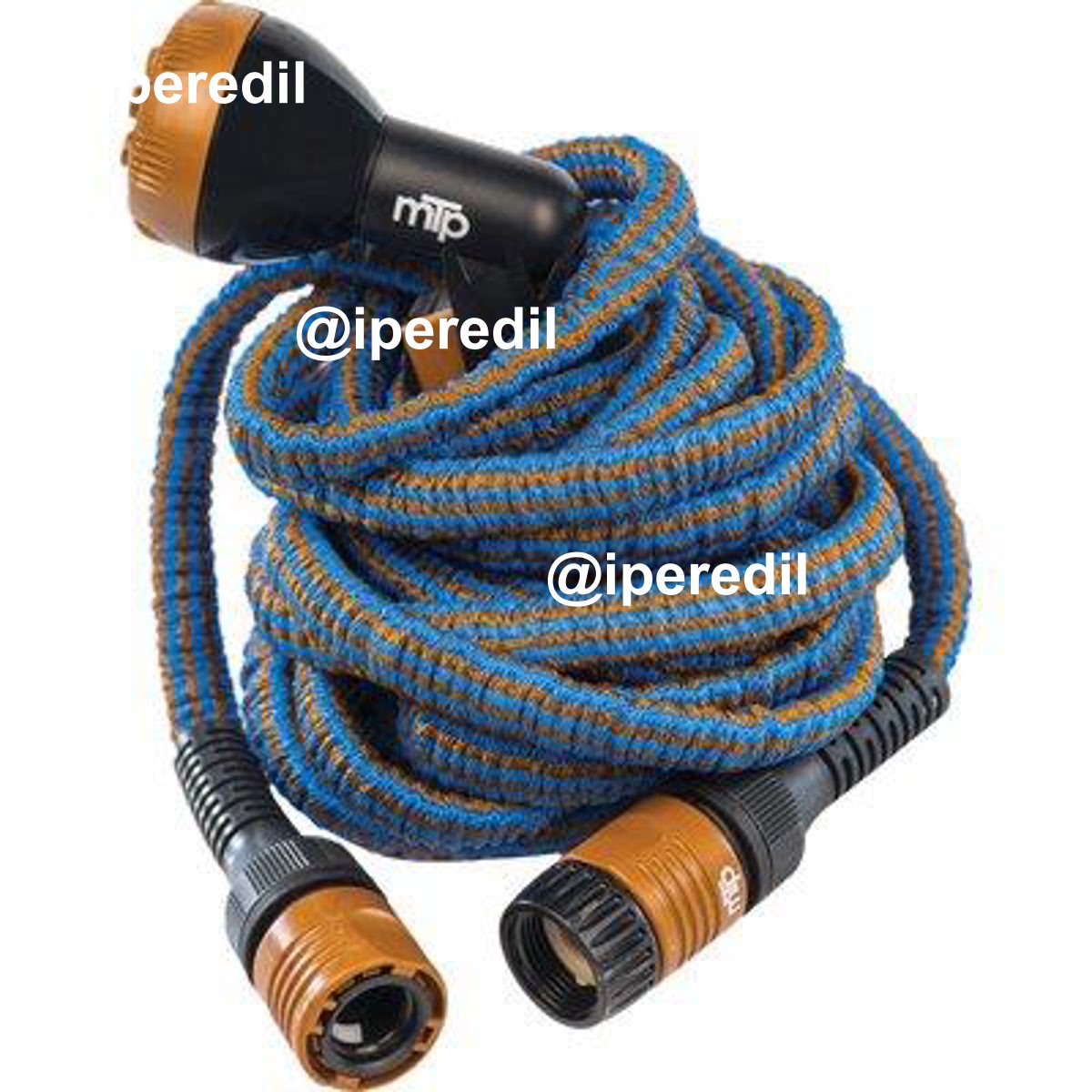 TUBO IRRIGAZIONE ESTENSIBILE WALLY ITALY MT 7,5/15 BRONZO/AZZURRO +RACCORDI+PISTOLA