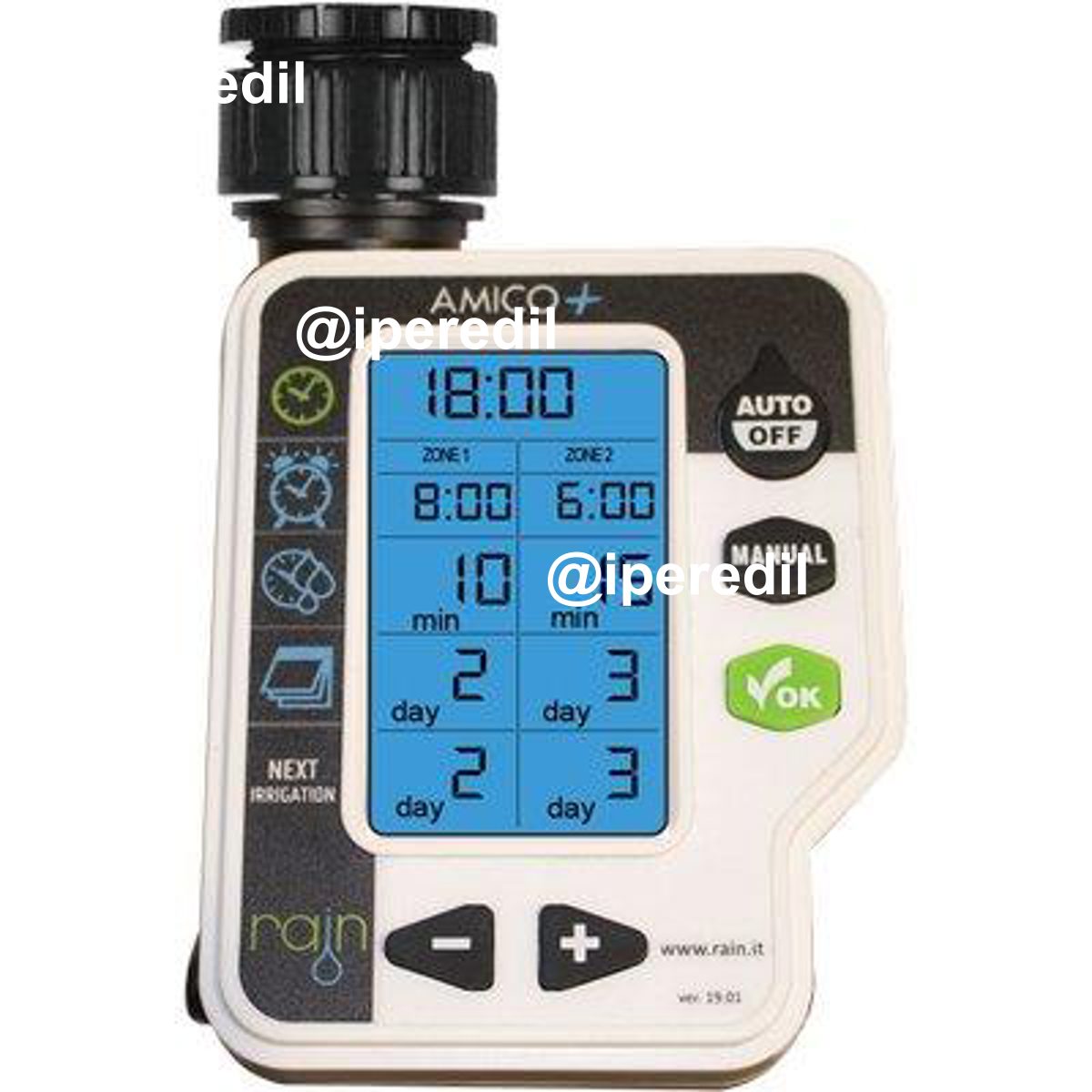 CENTRALINA IRRIGAZIONE AMICO +2 RAIN INNESTO RAPIDO 3/4F 2XSTILO AA VOLT 1,5