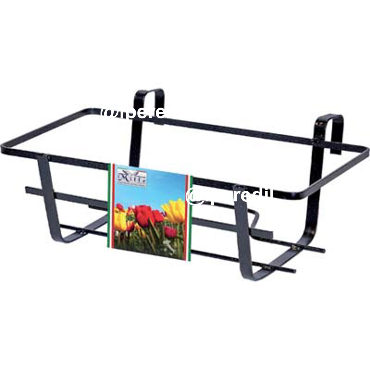 BALCONIERA GERANIO FISSA FERRO BATTUTO VERN NERO CM 60X28 H.CM 18