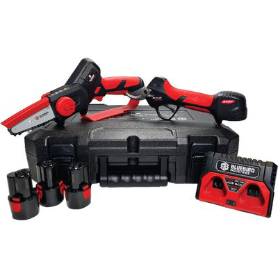 KIT FORBICE PS23-25 + MINI SEGA CS22-04 BLUEBIRD VOLT 12,6X3 AH 2,0 + VALIGETTA