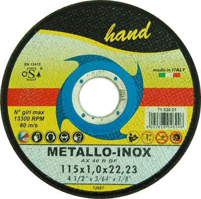 DISCO ABRASIVO TAGLIO FERRO HAND MM 115X22,2 H.MM 1,0