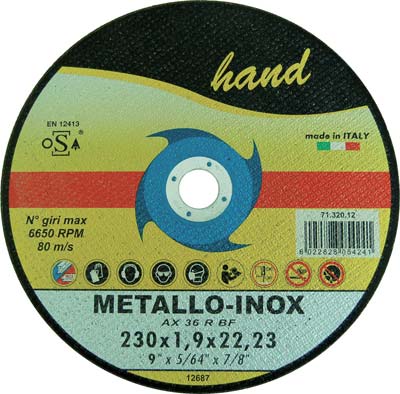 DISCO ABRASIVO TAGLIO FERRO HAND MM 230X22,2 H.MM 1,9 - 07132012