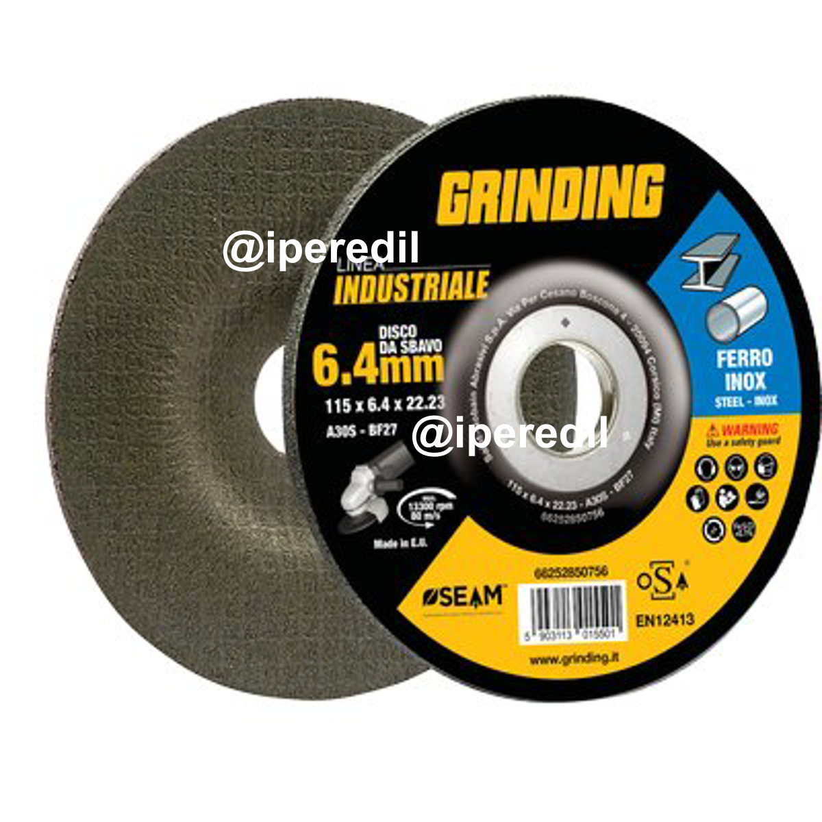 DISCO ABRASIVO SBAVO FERRO INDUSTRIAL GRINDING MM 125X22,2 H.MM 6,4 - 07132806