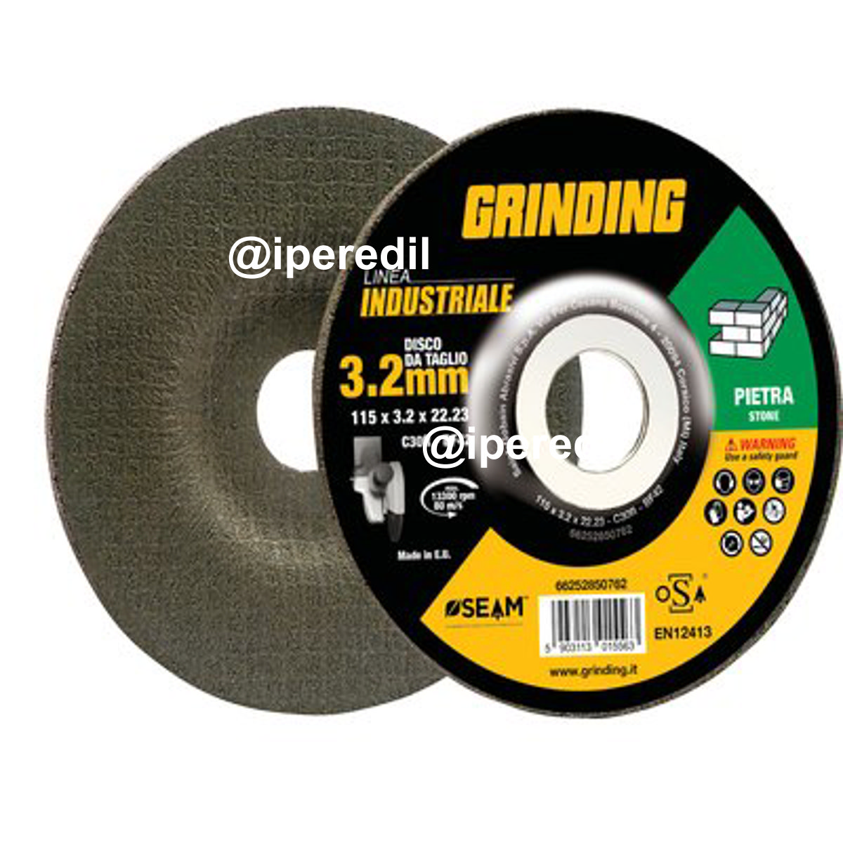 DISCO ABRASIVO TAGLIO PIETRA INDUSTRIAL GRINDING MM 115X22,2 H.MM 3,2 - 07132829
