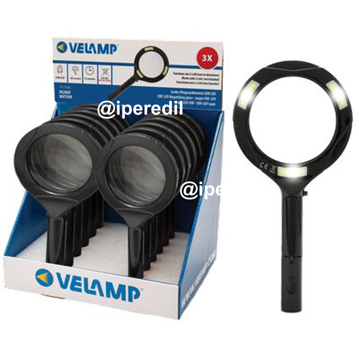 LENTE INGRANDIMENTO + LED VELAMP PC MM 85 3X LED COB 2X STILO AA ESCLUSE CF=PZ 12 - 07157936