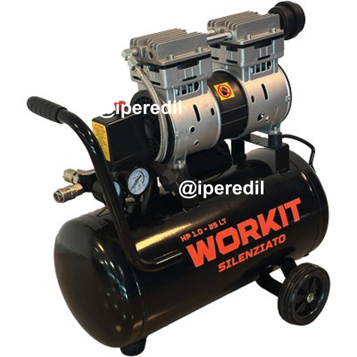 COMPRESSORE AC SILENZIATO WORKIT SECCO LT 25 HP 1,0