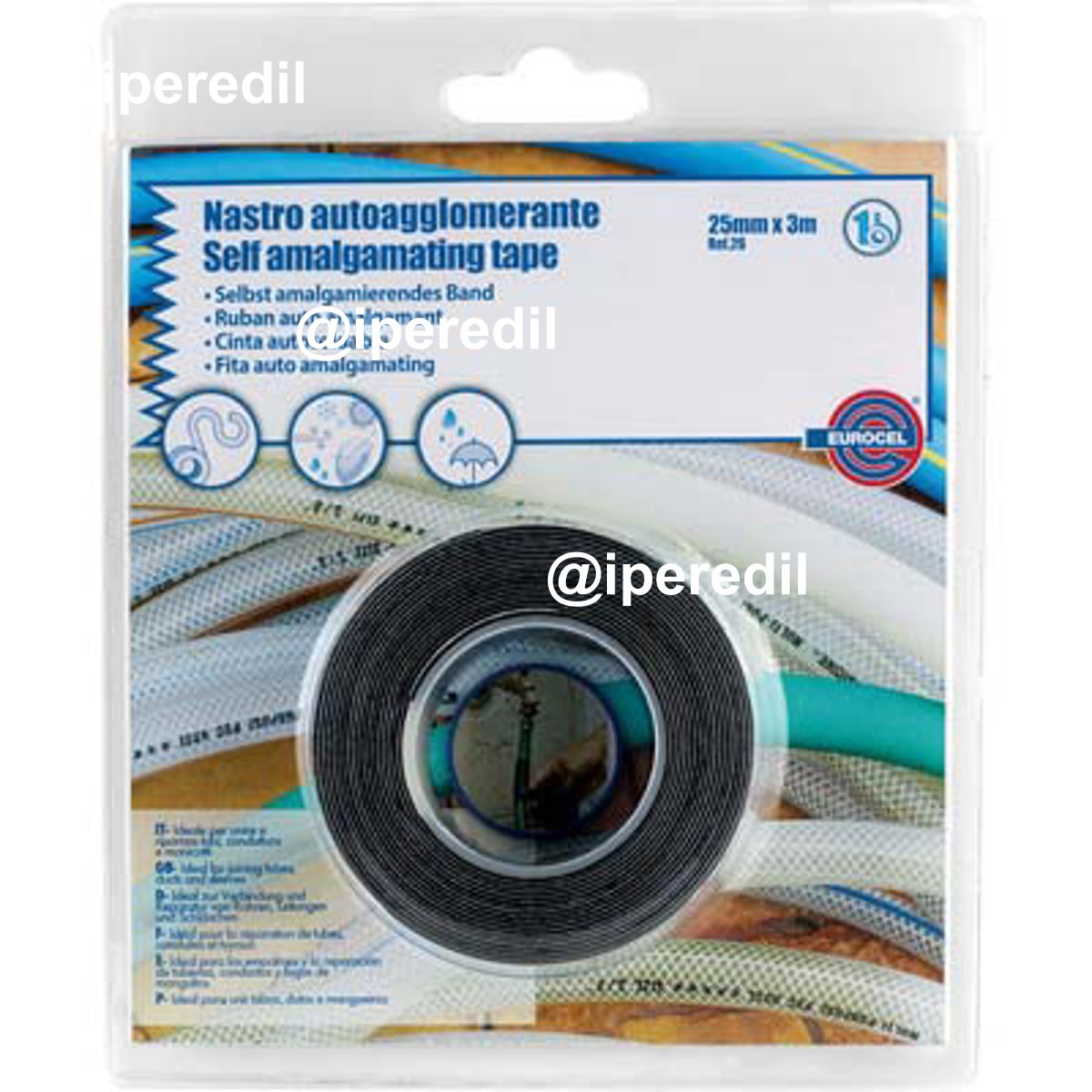 NASTRO AUTOAGGLOMERANTE EUROCEL NERO MM 25 ML 3,0 SP MM 0,75