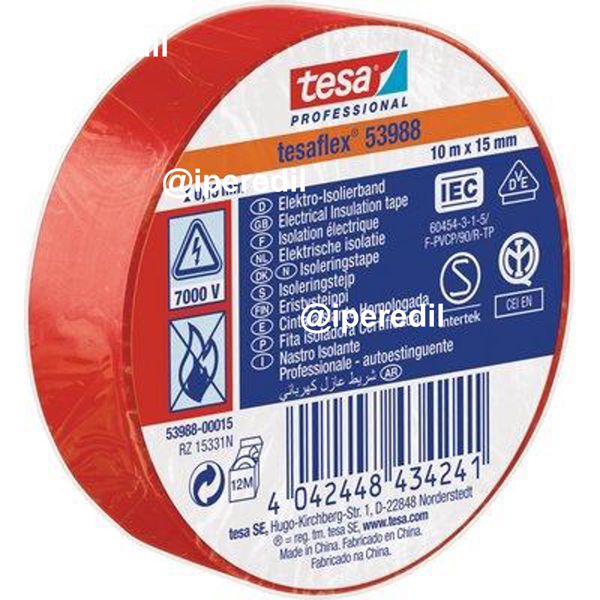 NASTRO PVC ISOLANTE IMQ TESA ROSSO MM 15 ML 10