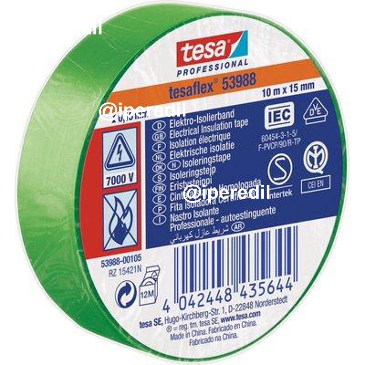 NASTRO PVC ISOLANTE IMQ TESA VERDE MM 15 ML 10
